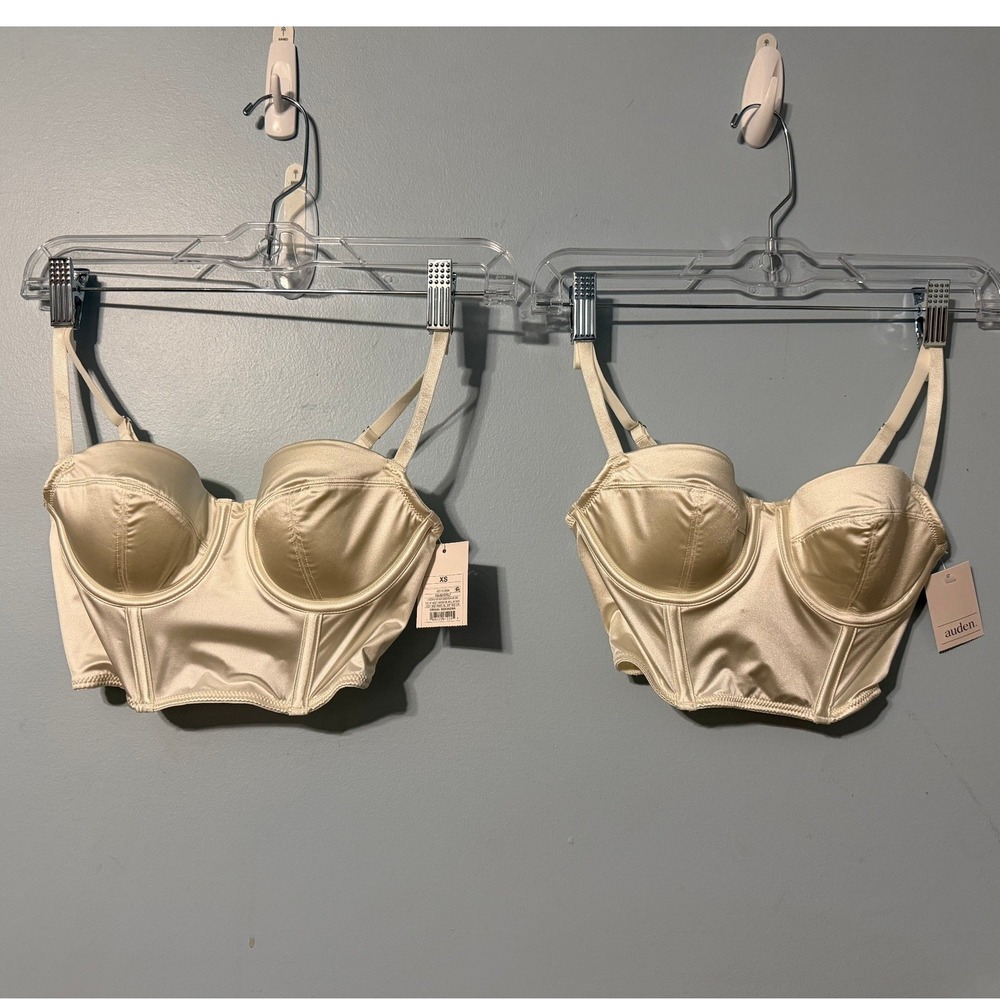 Auden Intimates 2 Pack X-Small Satin Corset Top Cream Bustier 2567